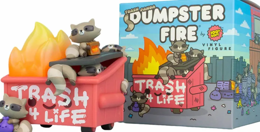 Designer Vinyl>100% Soft - Dumpster Fire Trash Panda Edition 3" Vinyl Figure