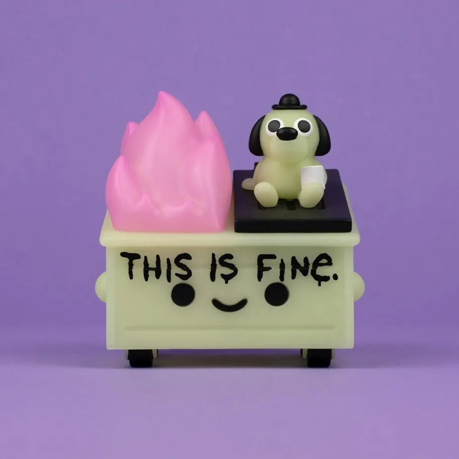 Designer Vinyl>100% Soft - Lil' Dumpster Fire x This Is Fine Glow-in-the-Dark Vinyl Figure