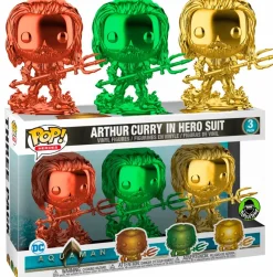 Pop! Bundles>Aquaman (2018) - Arthur Curry & Wonder Woman Chrome Pop! Vinyl 3-Pack Bundle (Set of 2) (Popcultcha Exclusive)