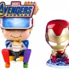 Cosbaby>The Avengers Avengers 4: Endgame - Iron Man Chrome Mask Light-Up & Movbi Cosbaby 3.75” Hot Toys Bobble-Head Figure 2-Pack **Non-Mint Packaging**