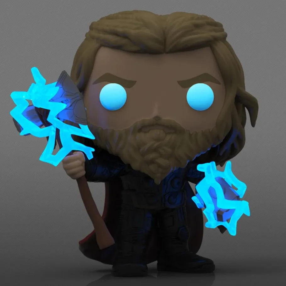 Pop! Chases, Vault, Limited Editions, Ppp Items>The Avengers Avengers 4: Endgame - Thor with Thunder Glow in the Dark Pop! Vinyl Figure in Acrylic Pop! Protector (Chase Variant)