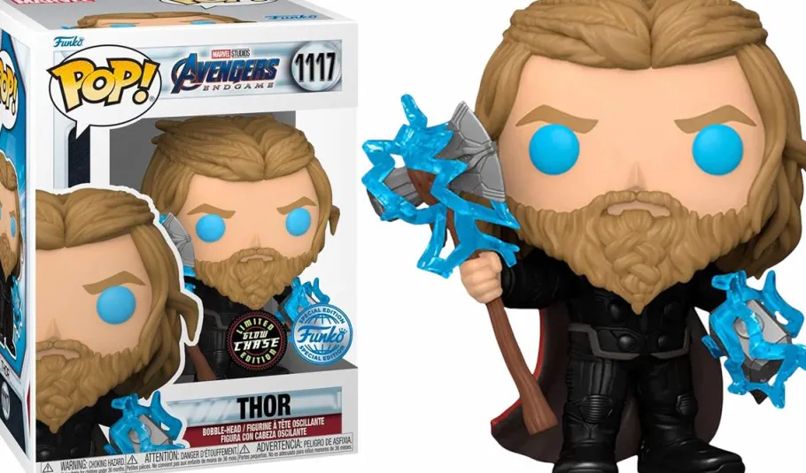 Pop! Chases, Vault, Limited Editions, Ppp Items>The Avengers Avengers 4: Endgame - Thor with Thunder Glow in the Dark Pop! Vinyl Figure in Acrylic Pop! Protector (Chase Variant)