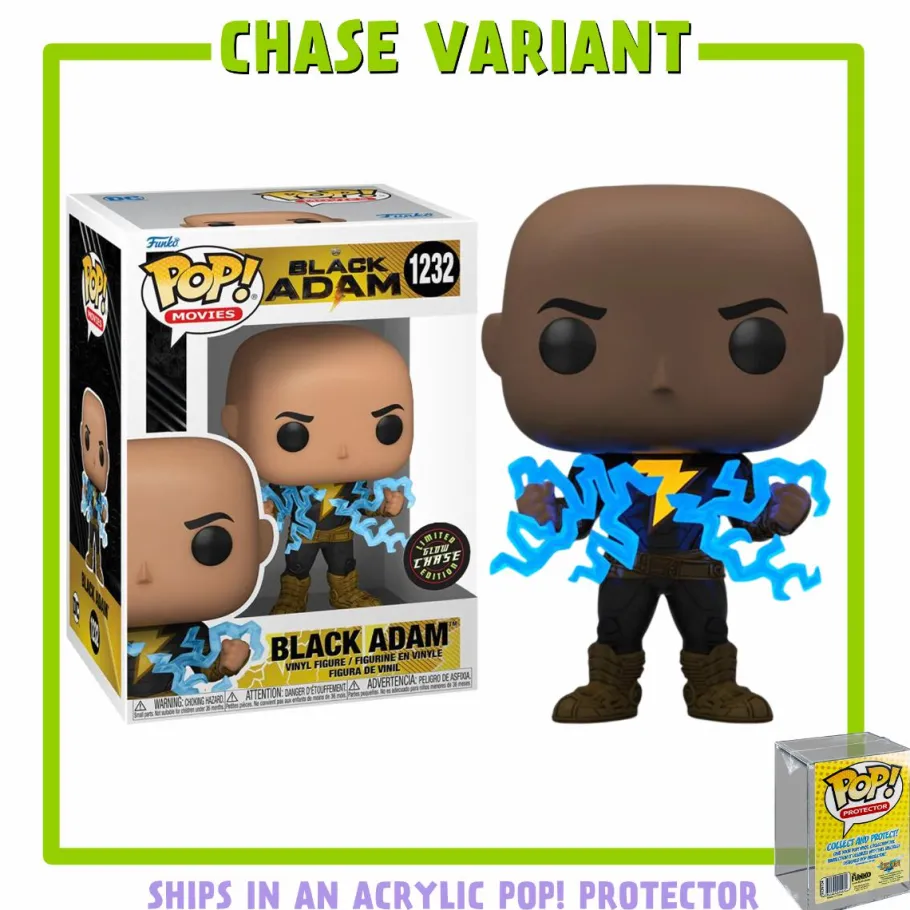 Pop! Chases, Vault, Limited Editions, Ppp Items>Black Adam (2022) - with Lightning Pop! Vinyl Figure in Acrylic Pop! Protector (Chase Variant)