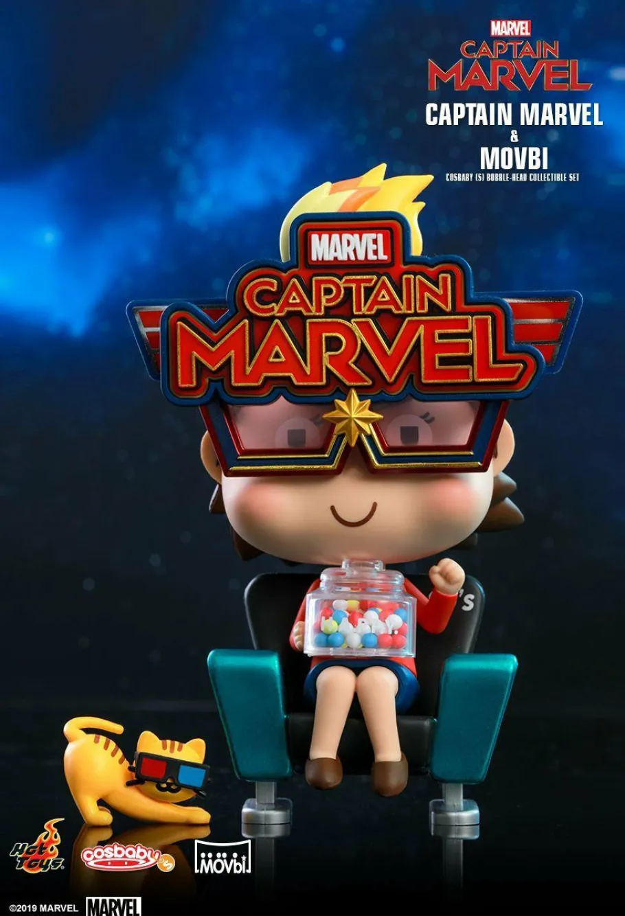 Cosbaby>Captain Marvel (2019) - & Movbi Cosbaby Hot Toys Bobble-Head Figure 2-Pack