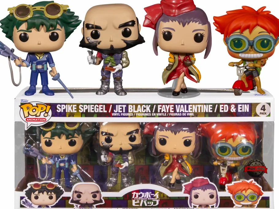 Pop! Bundles>Cowboy Bebop - Spike Spiegel, Jet Black, Faye Valentine, Ed & Ein Pop! Vinyl Figure 4-Pack