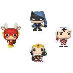 Pop! Keychains>DC Comics DC Super Heroes - Christmas Tree Holiday Box Pocket Pop! Vinyl 4-Pack