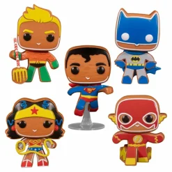 Designer Vinyl>DC Comics DC Super Heroes - Gingerbread Batman, Aquaman, Superman, The Flash & Wonder Woman Pop! Vinyl Figure 5-Pack