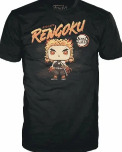 Pop! & Tee Sets>Demon Slayer - Kyojuro Rengoku Pop! Tees Unisex Black T-Shirt