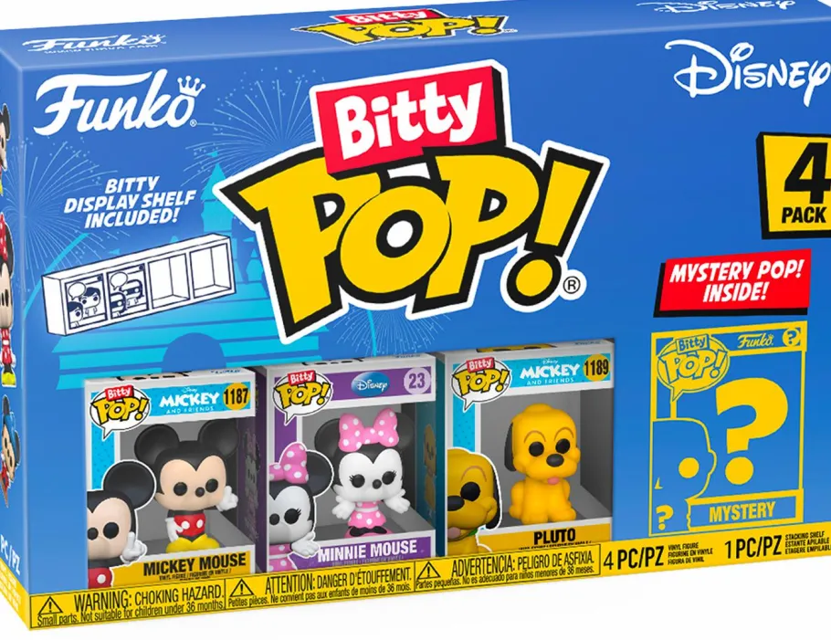 Pop! Bundles>Disney - Mickey Mouse, Minnie Mouse, Pluto & Mystery Bitty Pop! Vinyl Figure 4-Pack