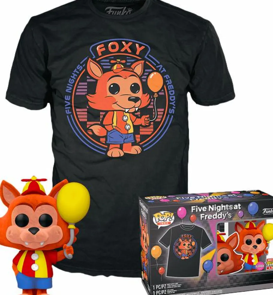 Pop! & Tee Sets>Five Nights at Freddy's Five Night’s at Freddy’s - Balloon Foxy Flocked Pop! Vinyl Figure & T-Shirt Box Set