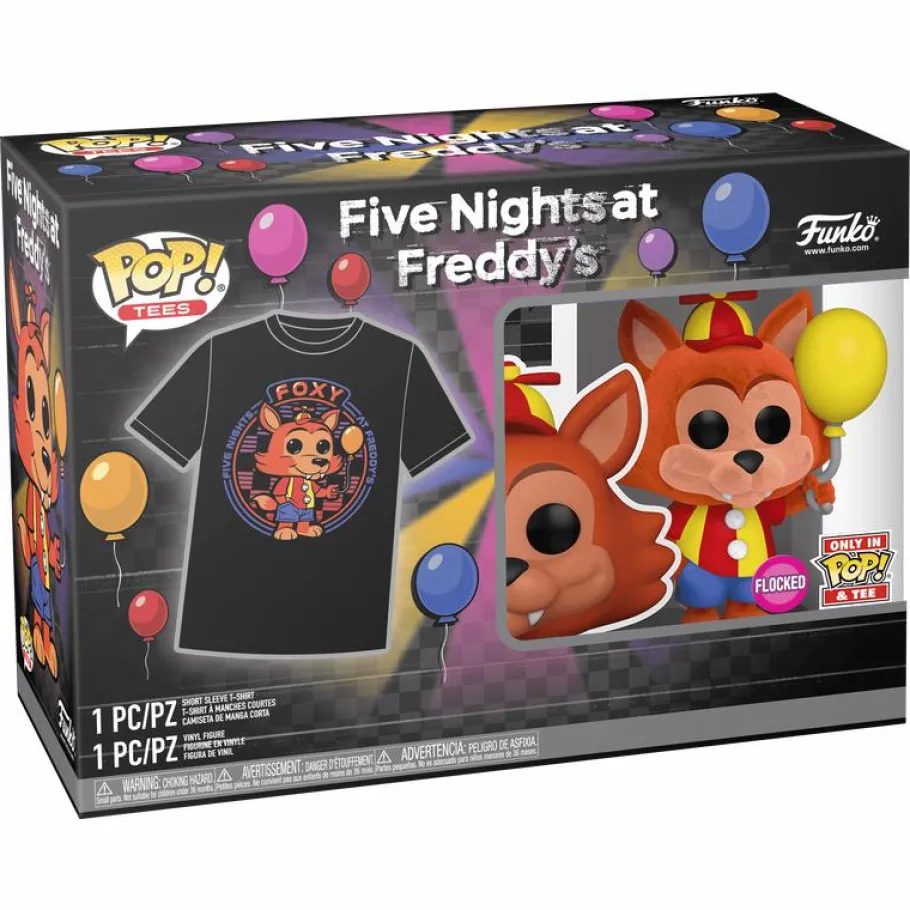 Pop! & Tee Sets>Five Nights at Freddy's Five Night’s at Freddy’s - Balloon Foxy Flocked Pop! Vinyl Figure & T-Shirt Box Set