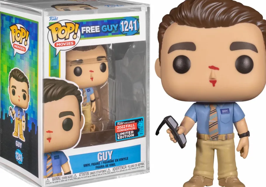Pop! Chases, Vault, Limited Editions, Ppp Items>Free Guy (2021) - Guy Pop! Vinyl Figure in Acrylic Pop! Protector (2022 Fall Convention Exclusive / Popcultcha Exclusive)