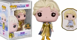 Pop! Chases, Vault, Limited Editions, Ppp Items>Frozen - Elsa Gold Ultimate Princess Pop! Vinyl Figure with Enamel Pin in Acrylic Pop! Protector (Funko / Popcultcha Exclusive)