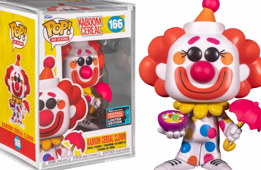 Pop! Chases, Vault, Limited Editions, Ppp Items>General Mills - Kaboom Cereal Clown Pop! Vinyl Figure in Acrylic Pop! Protector (2022 Fall Convention Exclusive / Popcultcha Exclusive)