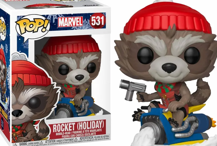 Standard Pop!>Guardians of the Galaxy - Rocket Raccoon on Snowmobile Christmas Holiday Pop! Vinyl Figure