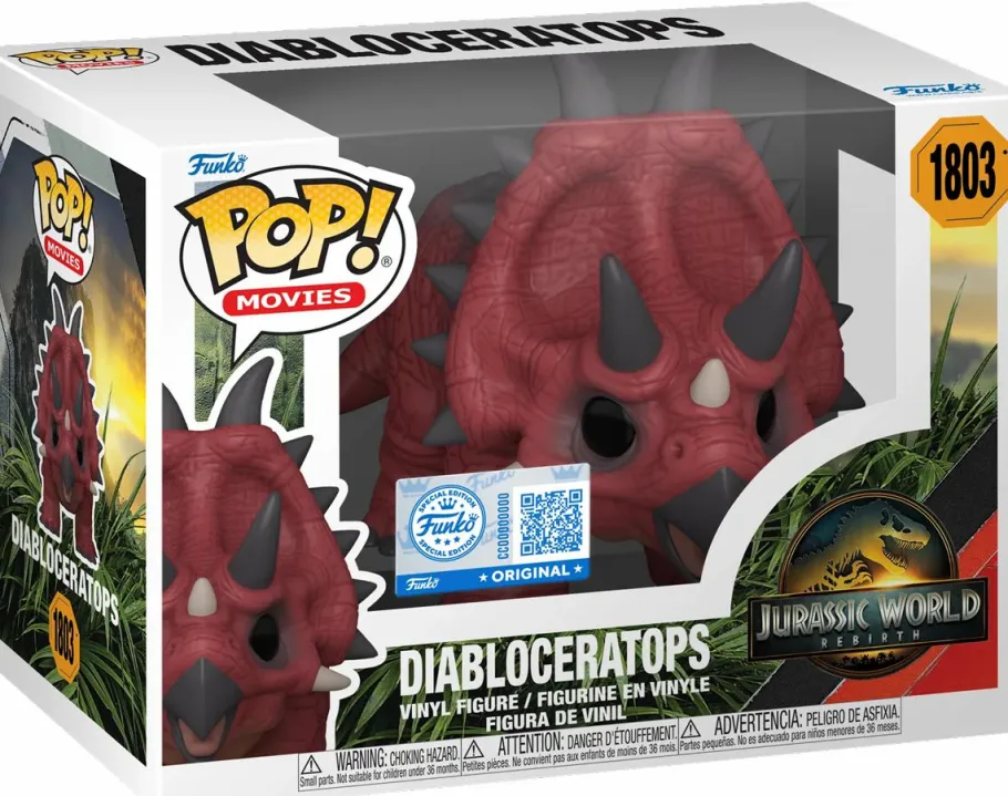 Pop! Chases, Vault, Limited Editions, Ppp Items>Jurassic World : Rebirth (2025) - Diabloceratops Pop! Vinyl Figure in Acrylic Pop! Protector (Popcultcha Exclusive)