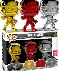 Funko Convention Exclusives>Justice League (2017) - The Flash Red, Gold & Silver Chrome Pop! Vinyl Figure 3-Pack (2018 Summer Convention Exclusive)