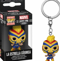 Pop! Keychains>Marvel : Lucha Libre Edition - La Estrella Cosmica Captain Pocket Pop! Vinyl Keychain