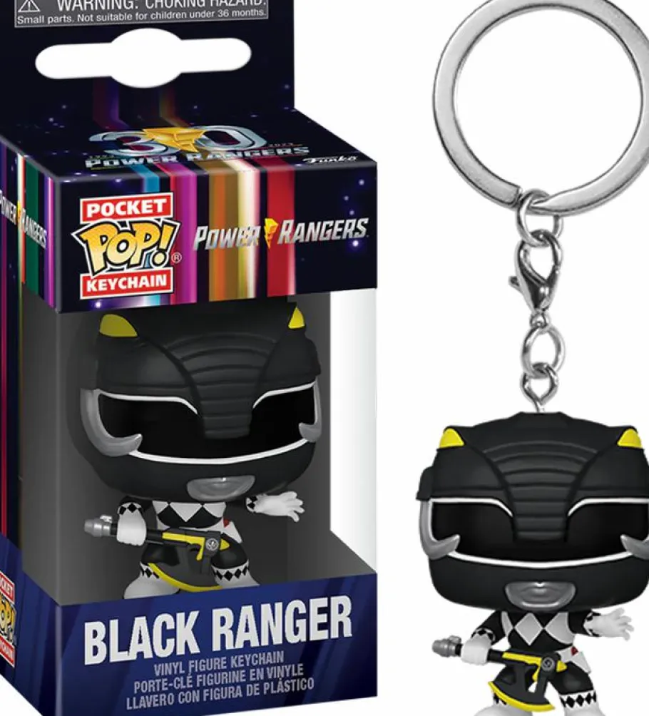 Pop! Keychains>Power Rangers Mighty Morphin - Black Ranger 30th Anniversary Pocket Pop! Vinyl Keychain