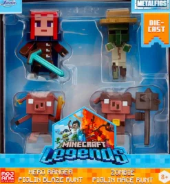 Die-Cast Figures>Minecraft Legends - Hero Ranger, Zombie, Piglin Blaze Runt & Piglin Mace Runt Metalfigs 2.5" Die-Cast Figure 4-Pack