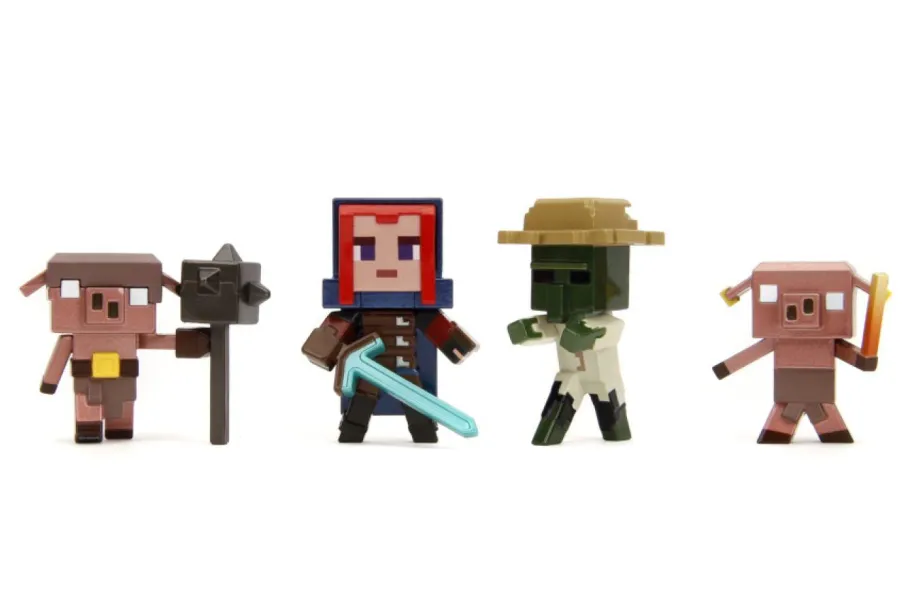 Die-Cast Figures>Minecraft Legends - Hero Ranger, Zombie, Piglin Blaze Runt & Piglin Mace Runt Metalfigs 2.5" Die-Cast Figure 4-Pack