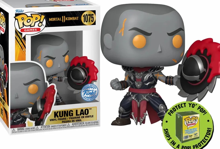 Pop! Chases, Vault, Limited Editions, Ppp Items>Mortal Kombat 11 - Kung Lao (Fatality) Pop! Vinyl Figure in Acrylic Pop! Protector (Popcultcha Exclusive)