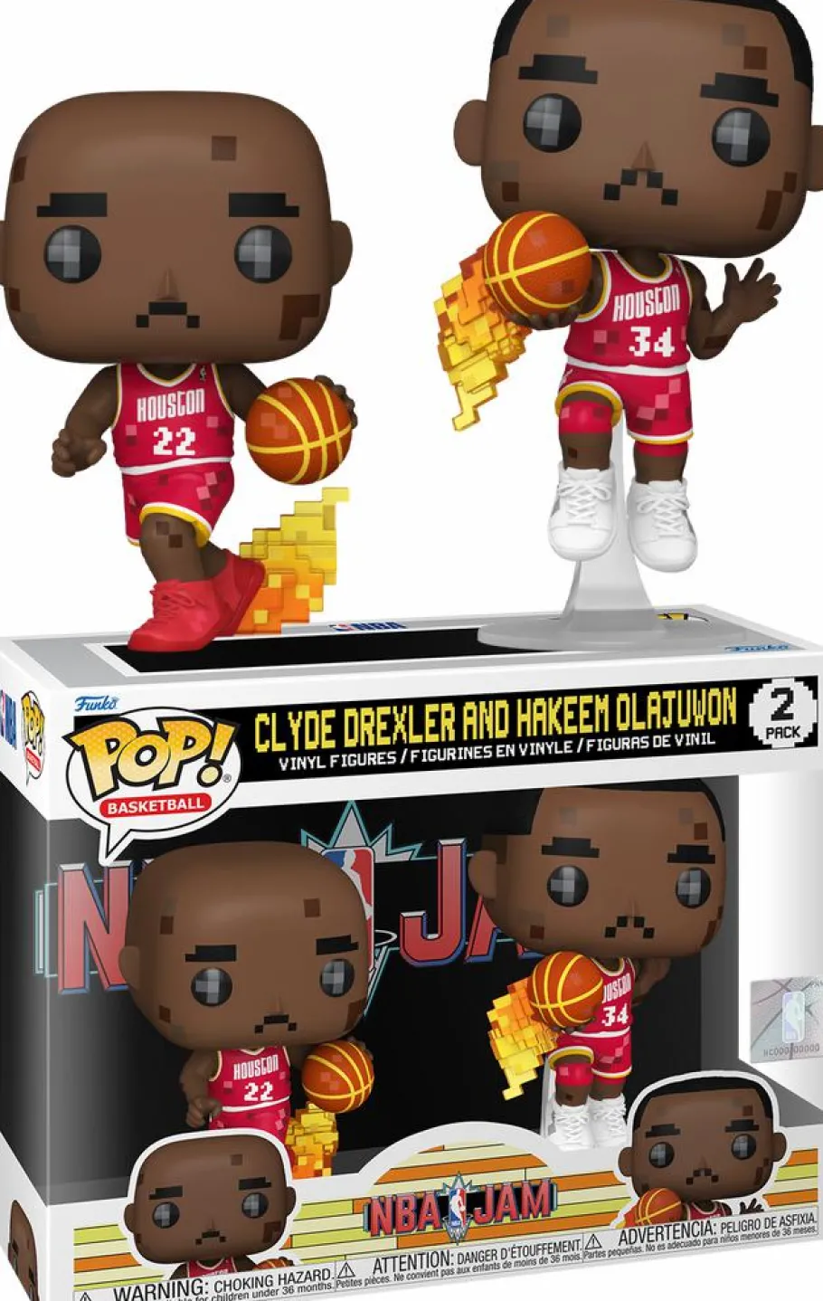 Standard Pop!>NBA Basketball : Jam - Clyde Drexler & Hakeem Olajuwon 8-Bit Pop! Vinyl 2-Pack