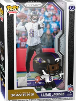 Pop! Deluxe>NFL Football - Lamar Jackson Baltimore Ravens Pop! Trading Card with Protector Case