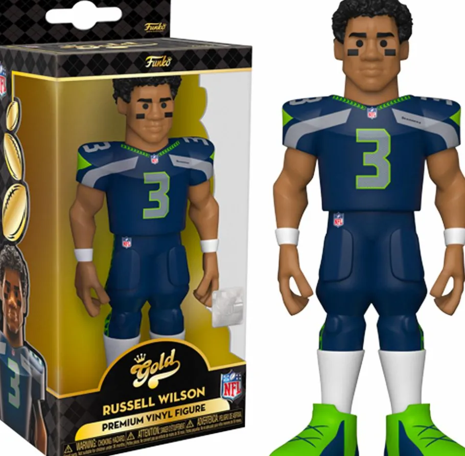 Designer Vinyl>NFL Football - Russel Wilson Seattle Seahawks 5” Gold Premium Vinyl Figure