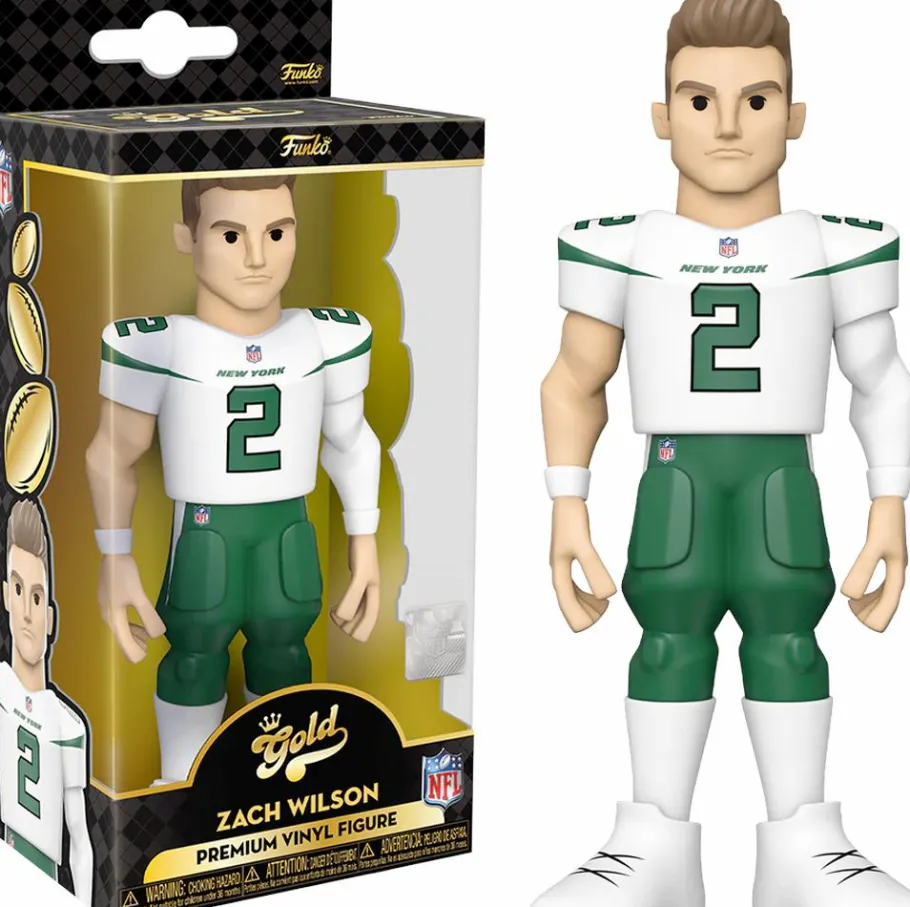 Designer Vinyl>NFL Football - Zach Wilson New York Jets 5” Gold Premium Vinyl Figure
