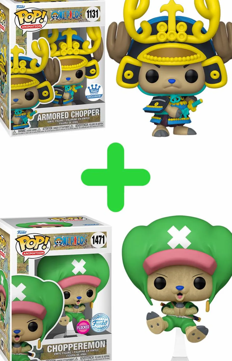 Pop! Bundles>One Piece Pop! Vinyl 2-Shot - Armored Chopper & Chopperemon Flocked Pop! Vinyl Bundle