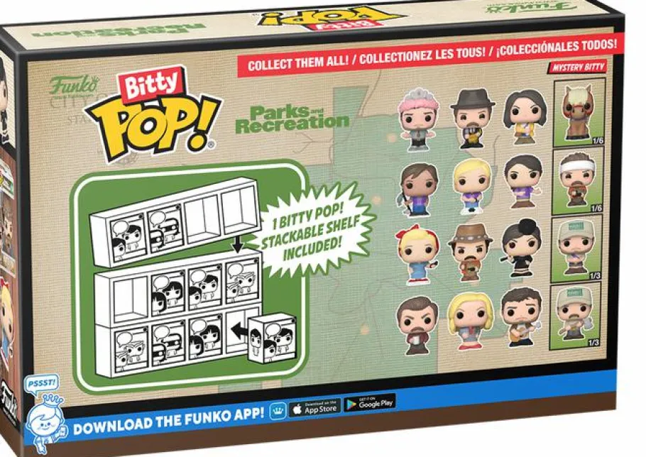 Collector & Mystery Boxes>Parks & Recreation - Leslie the Riveter, Hunter Ron, Janet Snakehole & Mystery Bitty Pop! Vinyl Figure 4-Pack