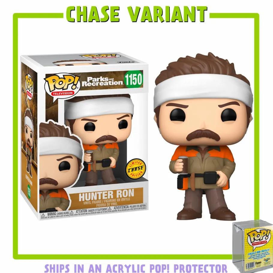 Pop! Chases, Vault, Limited Editions, Ppp Items>Parks & Recreation Parks and Recreation - Hunter Ron Pop! Vinyl Figure in Acrylic Pop! Protector (Chase Variant)