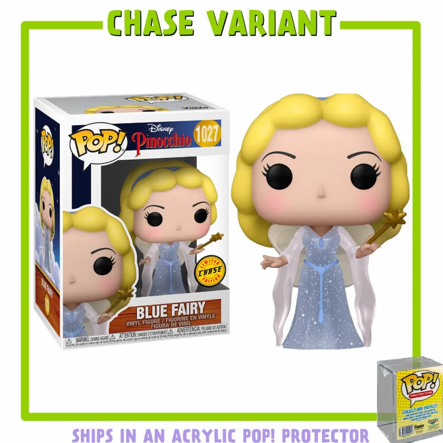 Pop! Chases, Vault, Limited Editions, Ppp Items>Pinocchio - Blue Fairy 80th Anniversary Pop! Vinyl Figure in Acrylic Pop! Protector (Chase Variant)