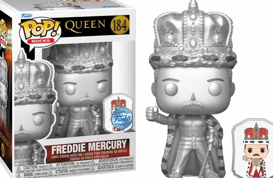 Standard Pop!>Queen - Freddie Mercury Platinum Metallic Pop! Vinyl Figure with Enamel Pin