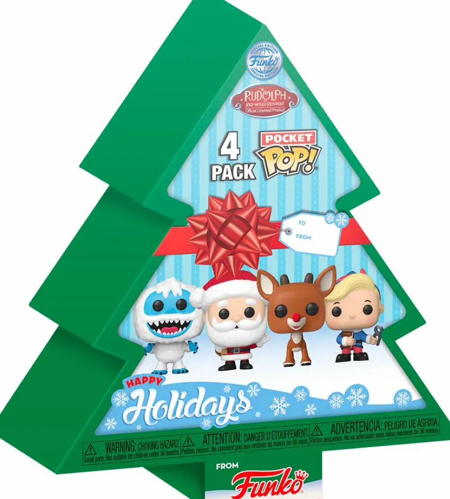 Pop! Bundles>Rudolph the Red Nosed Reindeer Rudolph the Red-Nosed Reindeer - Christmas Tree Holiday Box Pocket Pop! Vinyl 4-Pack