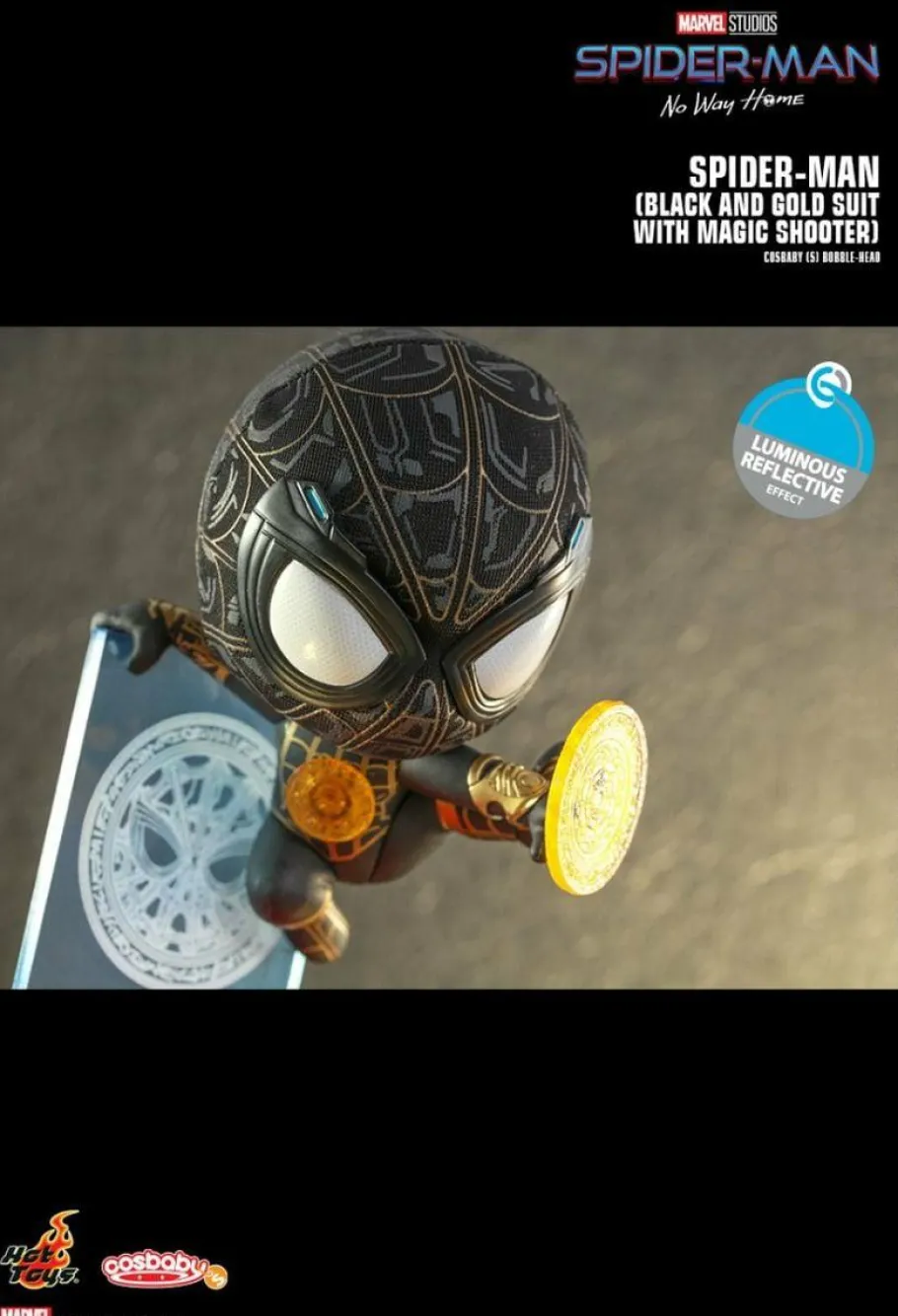 Designer Vinyl>Spider-Man : No Way Home - Black & Gold Suit with Magic Shooter Cosbaby (S) Hot Toys Figure