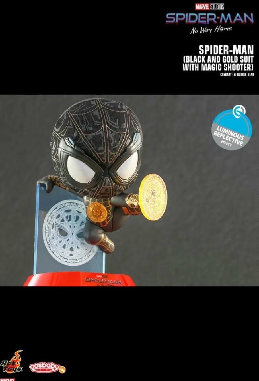 Designer Vinyl>Spider-Man : No Way Home - Black & Gold Suit with Magic Shooter Cosbaby (S) Hot Toys Figure