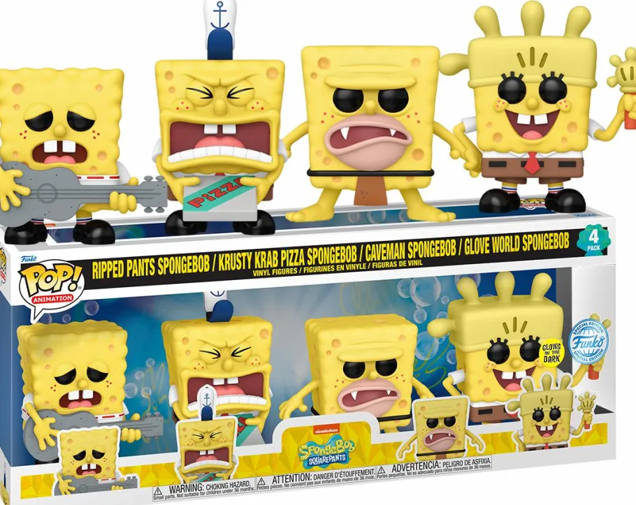 Standard Pop!>SpongeBob SquarePants - Glow in the Dark Pop! Vinyl Figure 4-Pack