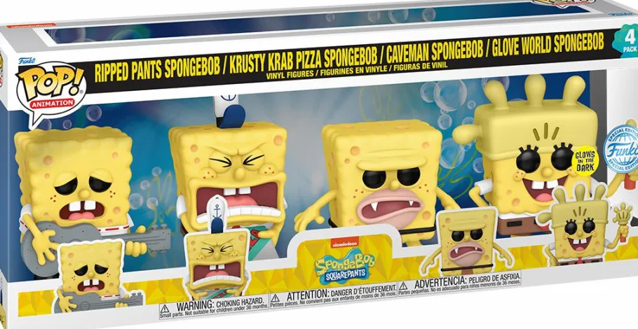 Standard Pop!>SpongeBob SquarePants - Glow in the Dark Pop! Vinyl Figure 4-Pack
