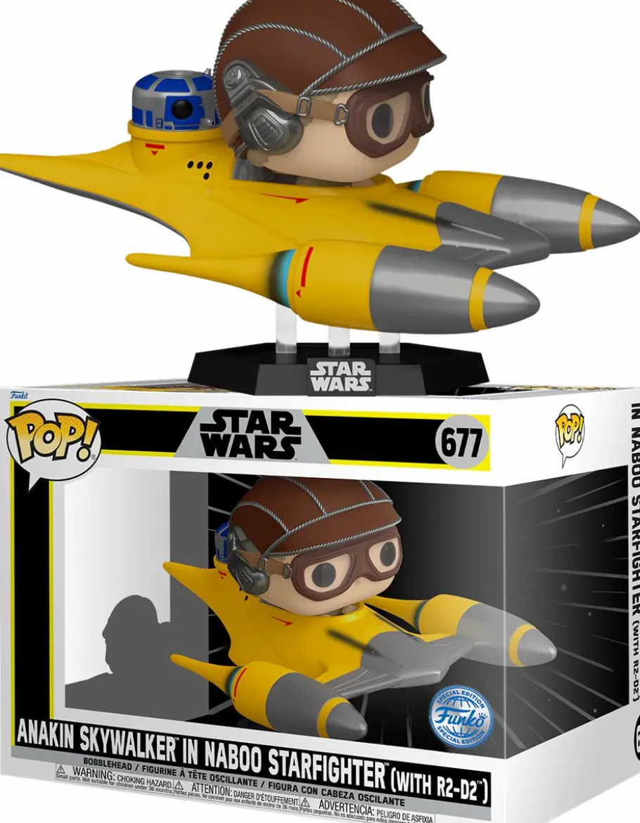 Pop! Rides & Town>Star Wars - Anakin Skywalker in Naboo Starfighter with R2-D2 Pop! Rides Vinyl Figure