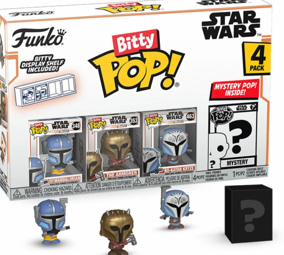 Designer Vinyl>Star Wars : The Mandalorian - Heavy Infantry Mandalorian, The Armorer, Bo-Katan Kryze & Mystery Bitty Pop! Vinyl Figure 4-Pack