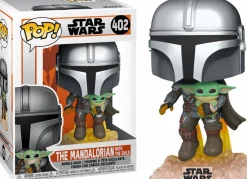 Standard Pop!>Star Wars : The Mandalorian - The Mandalorian with The Child (Baby Yoda) Flying Pop! Vinyl Figure