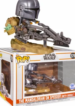 Pop! Rides & Town>Star Wars : The Mandalorian - The Mandalorian on Speeder (with Grogu) Pop! Rides Vinyl Figure (Funko / Popcultcha Exclusive)
