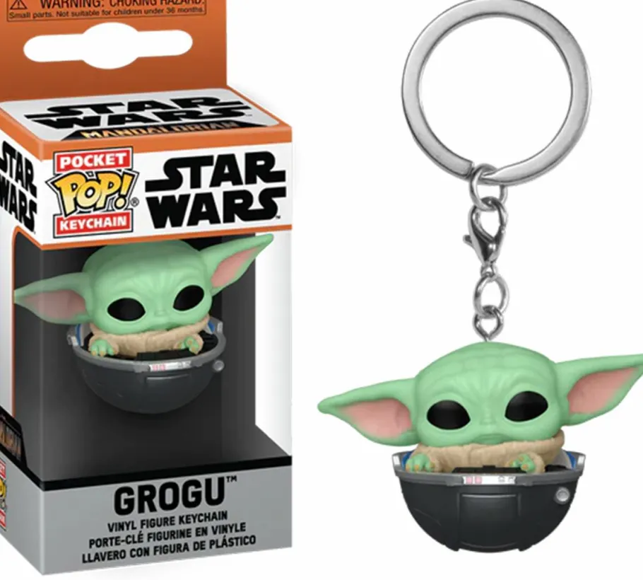 Pop! Keychains>Star Wars : The Mandalorian - Grogu in Hovering Pram Pocket Pop! Keychain