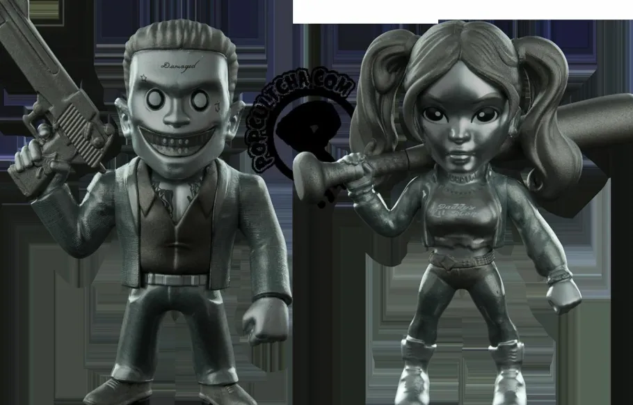 Die-Cast Figures>Suicide Squad - Harley Quinn and Joker 4” Metals Die-Cast Bare Metal Action Figure 2-Pack (2016 Convention Exclusive)