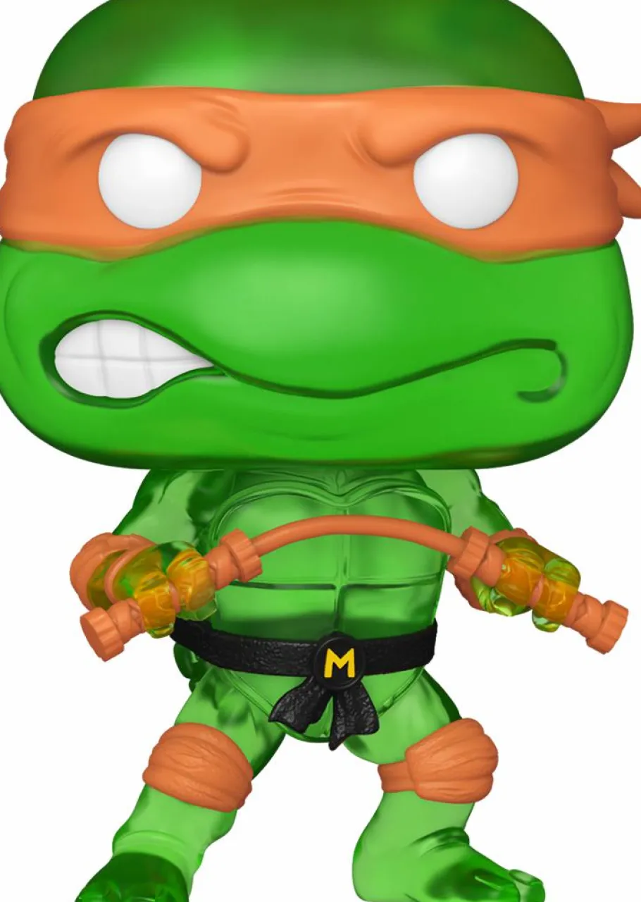 Pop! Chases, Vault, Limited Editions, Ppp Items>Teenage Mutant Ninja Turtles (TMNT) Teenage Mutant Ninja Turtles - Michelangelo (Translucent Green) Pop! Vinyl Figure in Acrylic Pop! Protector (Popcultcha Exclusive)