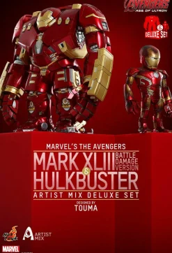 Bobble-Heads>The Avengers - Avengers 2: Age of Ultron - Iron Man Hulkbuster and Battle Damaged Iron Man Mark XLIII (43) Hot Toys Artist Mix Bobble Head 2-Pack