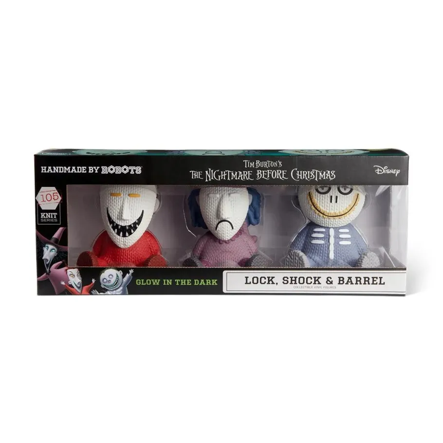 Designer Vinyl>The Nightmare Before Christmas - Lock, Shock, and Barrel Glow-in-the Dark Knit Series 5" Vinyl Figure 3-Pack