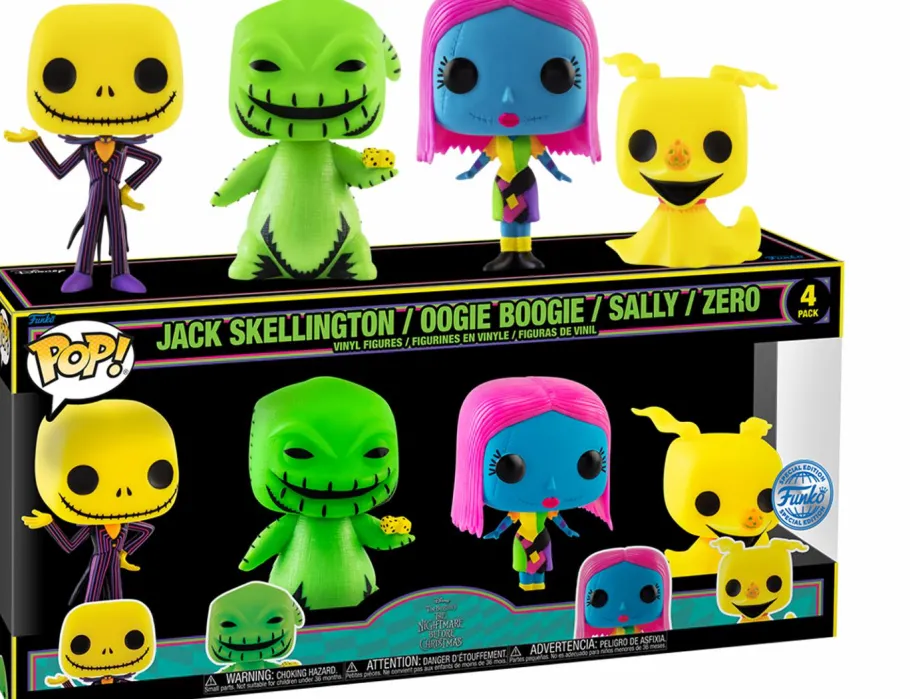 Pop! Bundles>The Nightmare Before Christmas - Jack, Oogie Boogie, Sally & Zero Blacklight Pop! Vinyl Figure 4-Pack